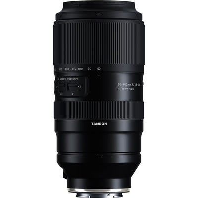Tamron 50-400mm f/4.5-6.3 Di III VC VXD Lens for Sony E – ultra-telephoto reach in a compact design, with fast VXD autofocus, built-in VC stabilization, and versatile performance for wildlife, sports, and travel.