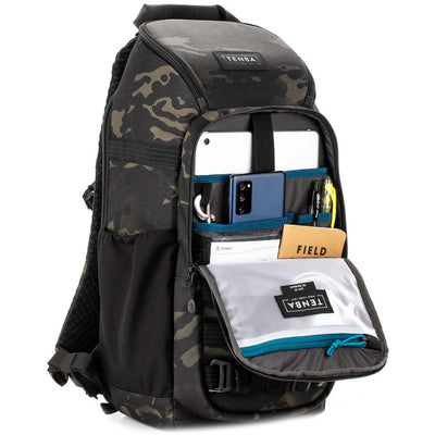 Tenba Axis V2 16L MultiCam Black backpack front pocket view