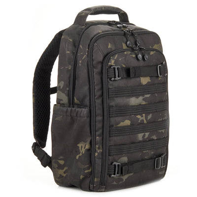Tenba Axis V2 16L multicam black camera backpack angled view