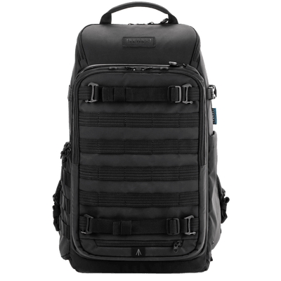 Tenba Axis V2 20L camera backpack with top, side, rear access, laptop/drones storage, MOLLE webbing, and comfy straps.