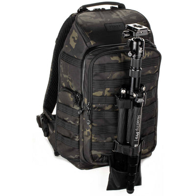 Tenba Axis V2 20L camera backpack with top, side, rear access, laptop/drones storage, MOLLE webbing, and comfy straps.