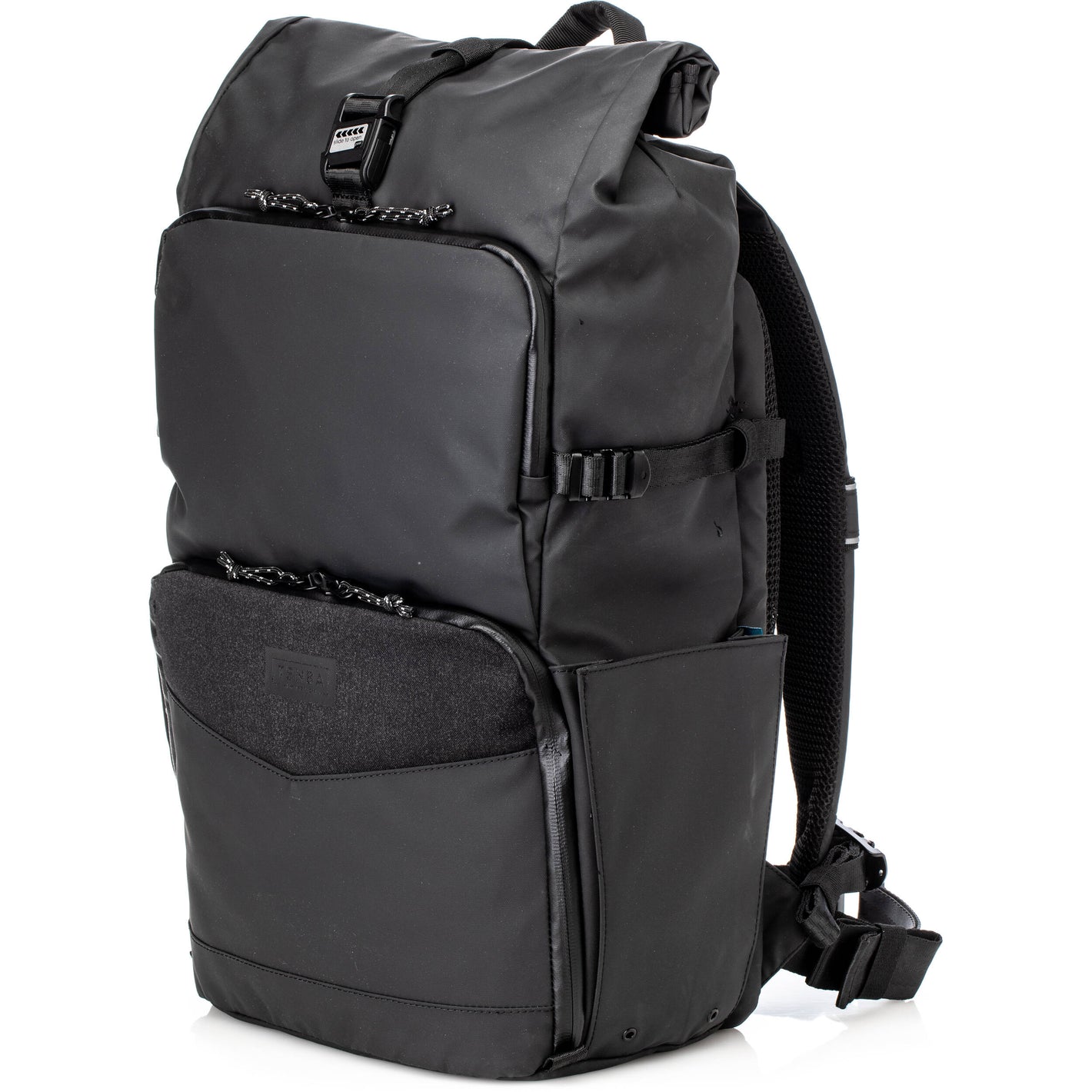 The Tenba DNA 16 DSLR Backpack carries camera gear, lenses, flash, accessories, and a 16" laptop with water-repellent, expandable, and ergonomic design.