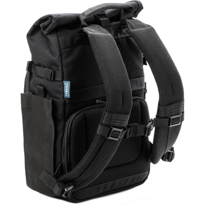 Tenba Fulton V2 16L Backpack in vintage style with rear camera access, rolltop, tripod support, and padded laptop sleeve.