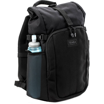 Tenba Fulton V2 16L Backpack in vintage style with rear camera access, rolltop, tripod support, and padded laptop sleeve.