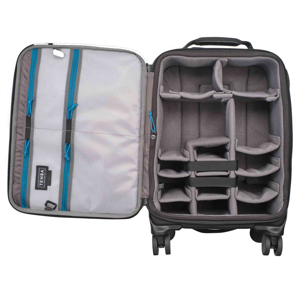 Tenba Roadie V2 Spinner 21 black camera case open view