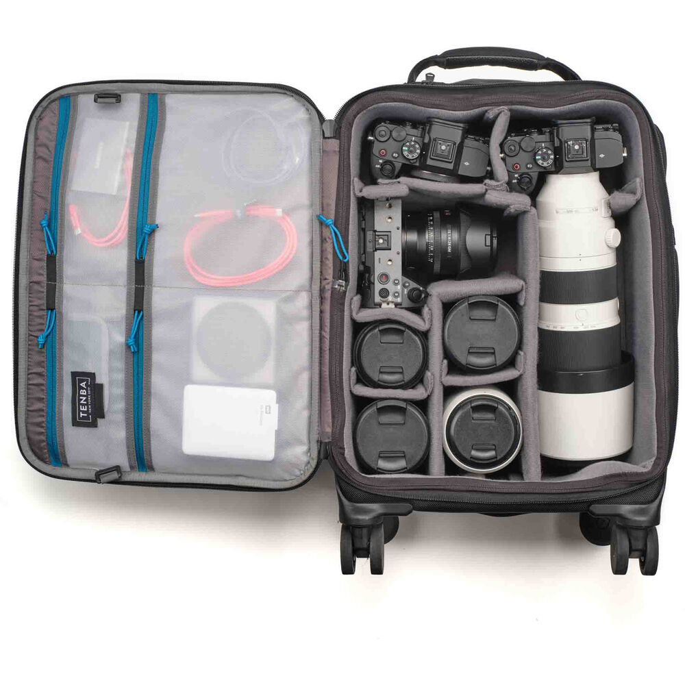 Tenba Roadie V2 Spinner 22 black camera case example gear