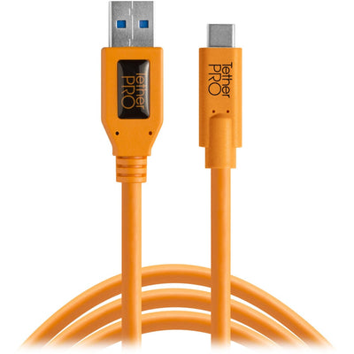 Tether Tools TetherPro 4.57 m orange USB Type-C to USB 3.0 cable for fast, reliable data transfer and tethered photography.
