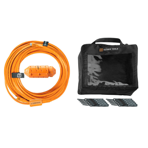 Tether Tools TetherBoost Pro USB-C to Micro-B Right Angle Cable Kit (9.4 m) for reliable tethered connections.