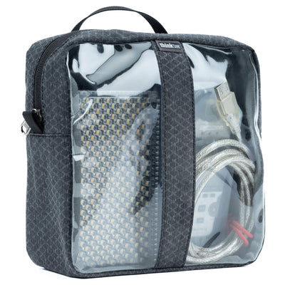 Think Tank Cable Management clear pouch for organising cables with easy visibility.