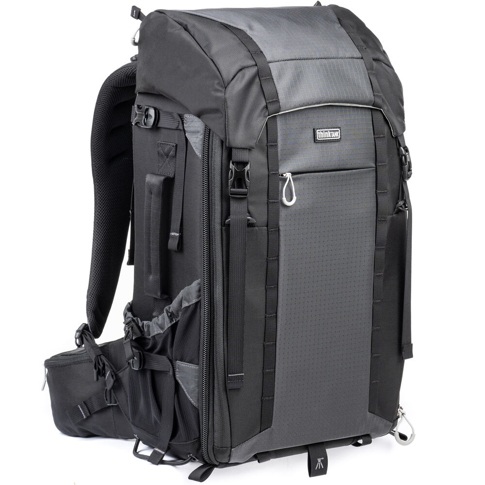 Versatile backpack with expandable pockets for outdoor photographers.