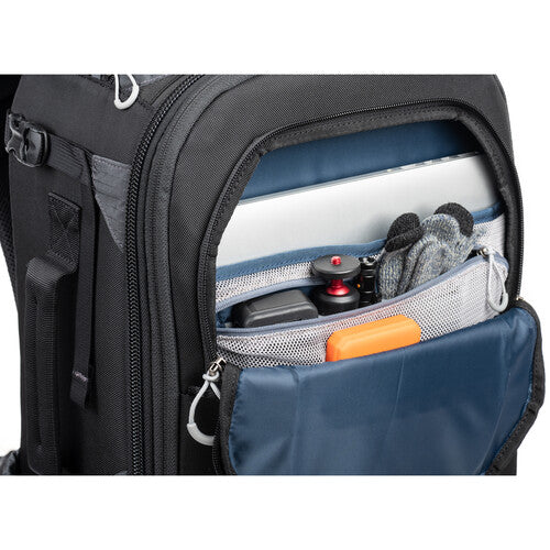 Versatile backpack with expandable pockets for outdoor photographers.