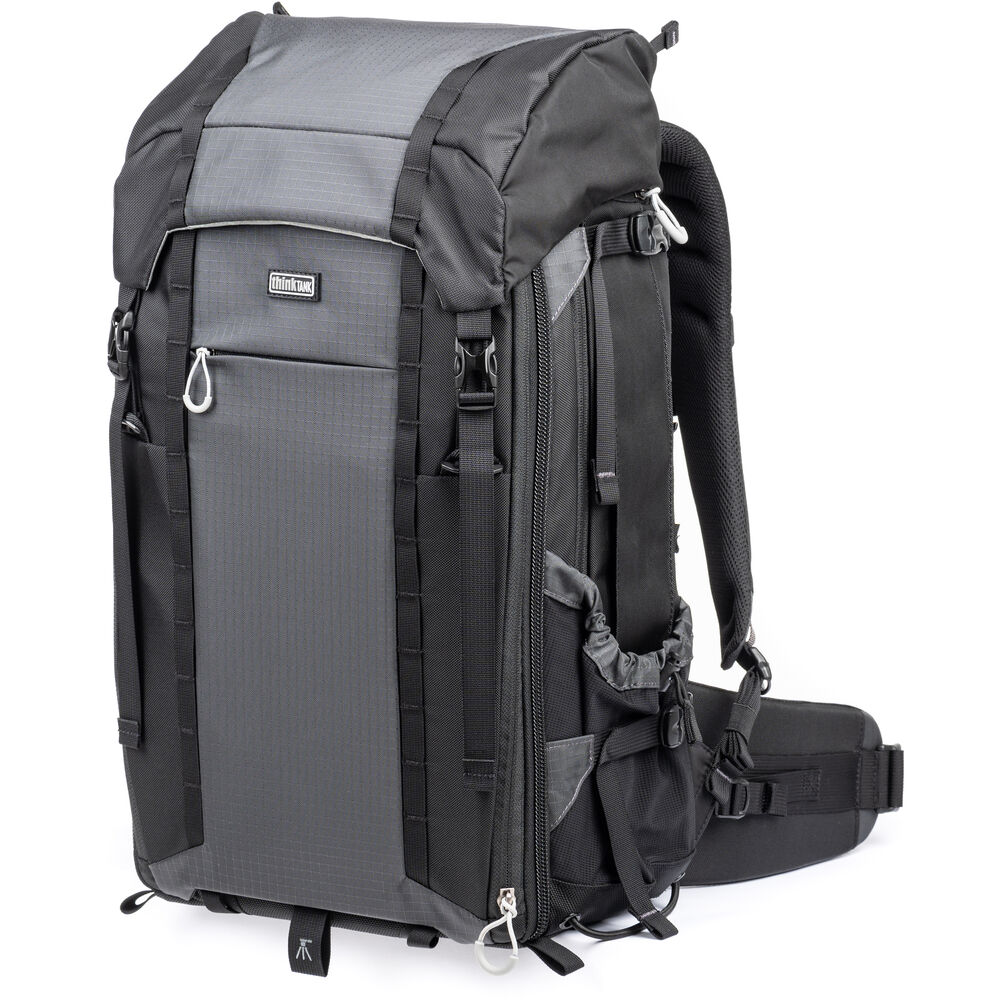 Versatile backpack with expandable pockets for outdoor photographers.