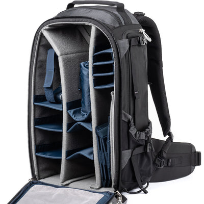 Versatile backpack with expandable pockets for outdoor photographers.