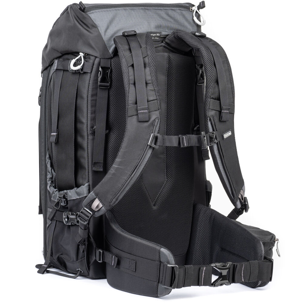 Versatile backpack with expandable pockets for outdoor photographers.