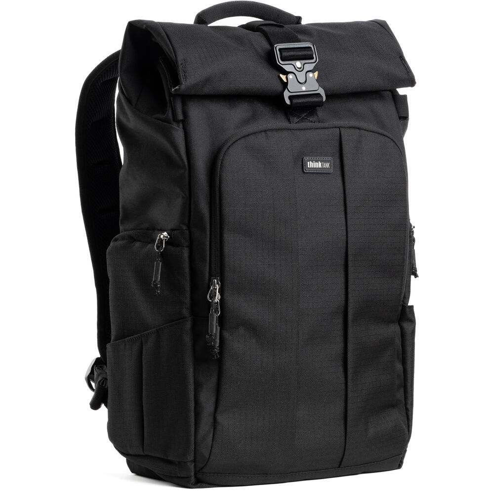 Sustainable roll-top camera backpack for everyday use