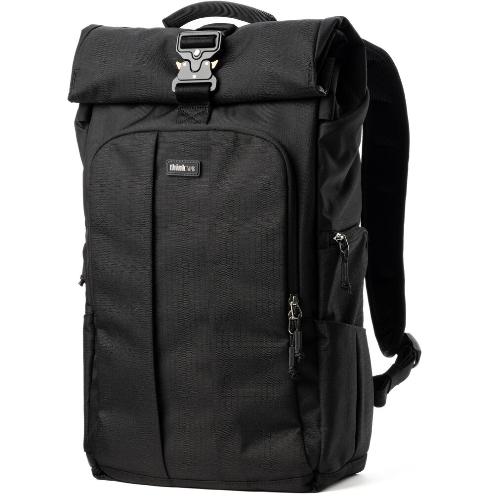 Sustainable roll-top camera backpack for everyday use