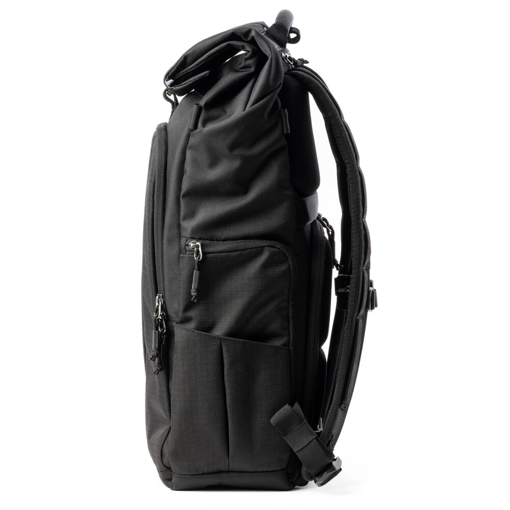 Sustainable roll-top camera backpack for everyday use