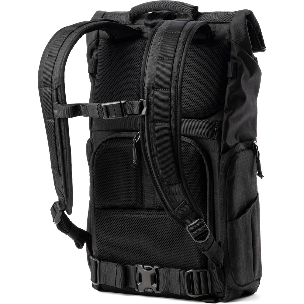 Sustainable roll-top camera backpack for everyday use