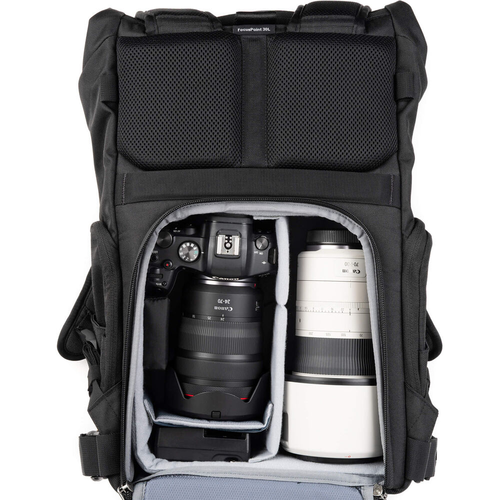 Sustainable roll-top camera backpack for everyday use