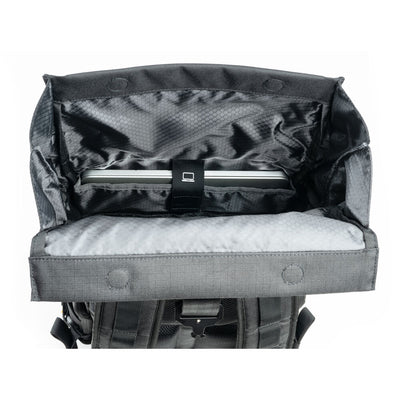 Sustainable roll-top camera backpack for everyday use