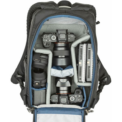 Think Tank Photo BackStory 13 Camera Backpack with padded compartments for DSLR/mirrorless cameras, laptop, tablet, and accessories.