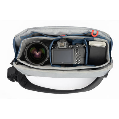 PressPass Sling Bag with removable insert, grab handle, and rain cover for easy camera access.