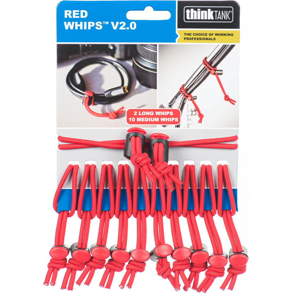 Think Tank Red Whips V2.0 adjustable elastic cable ties for organising cables