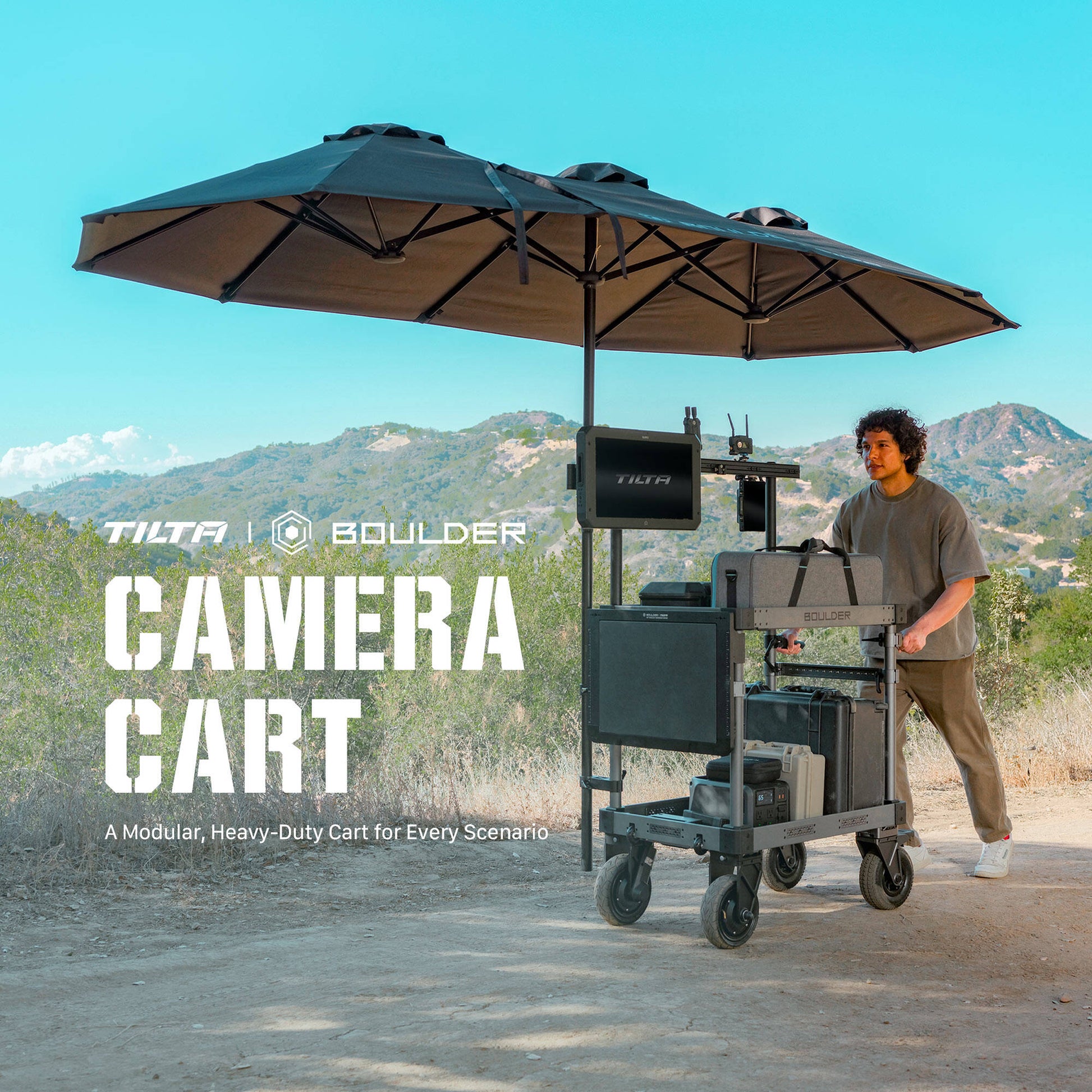 Tilta Boulder 36" Camera Cart with tool-free assembly and side table
