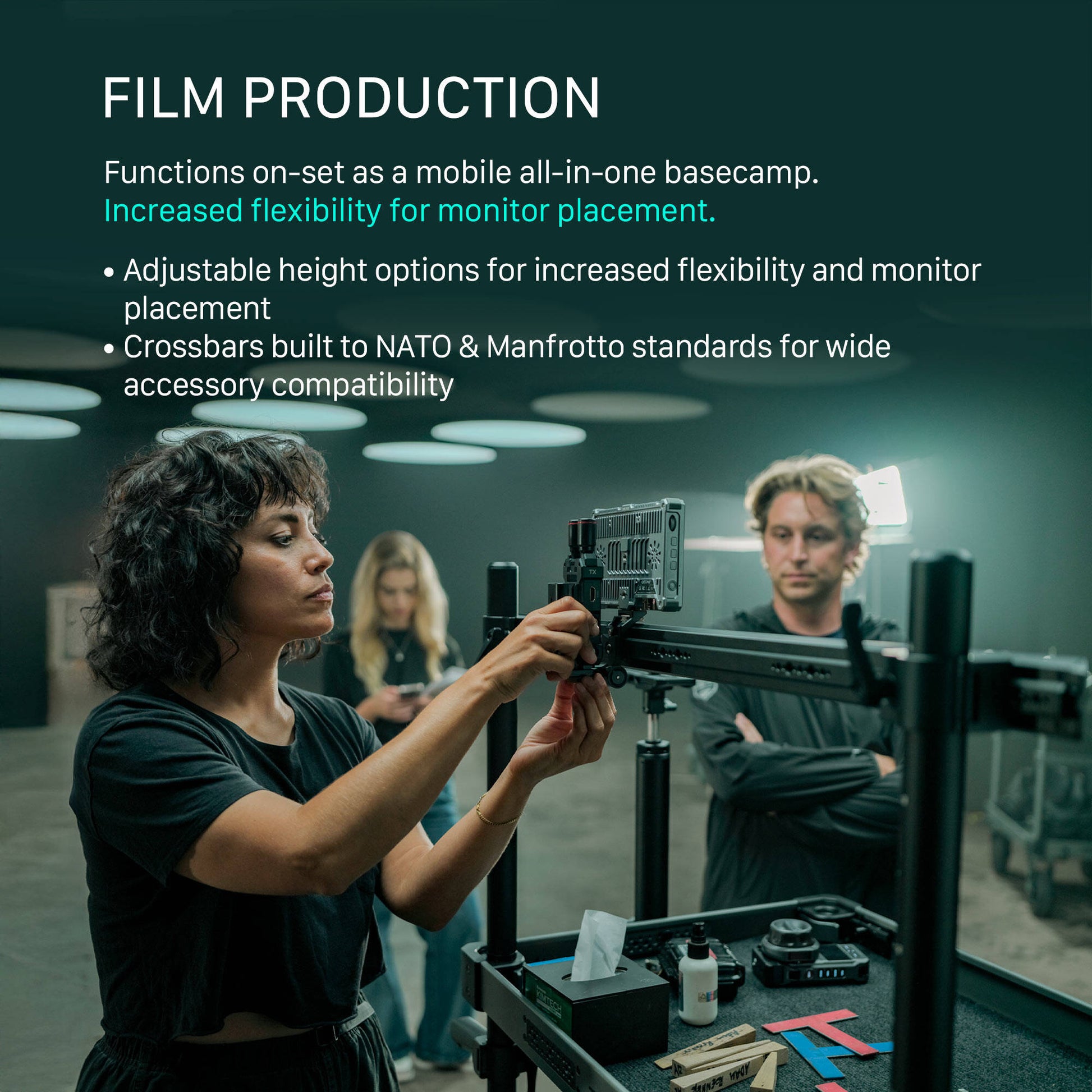 Tilta Boulder 36" Camera Cart with tool-free assembly and side table
