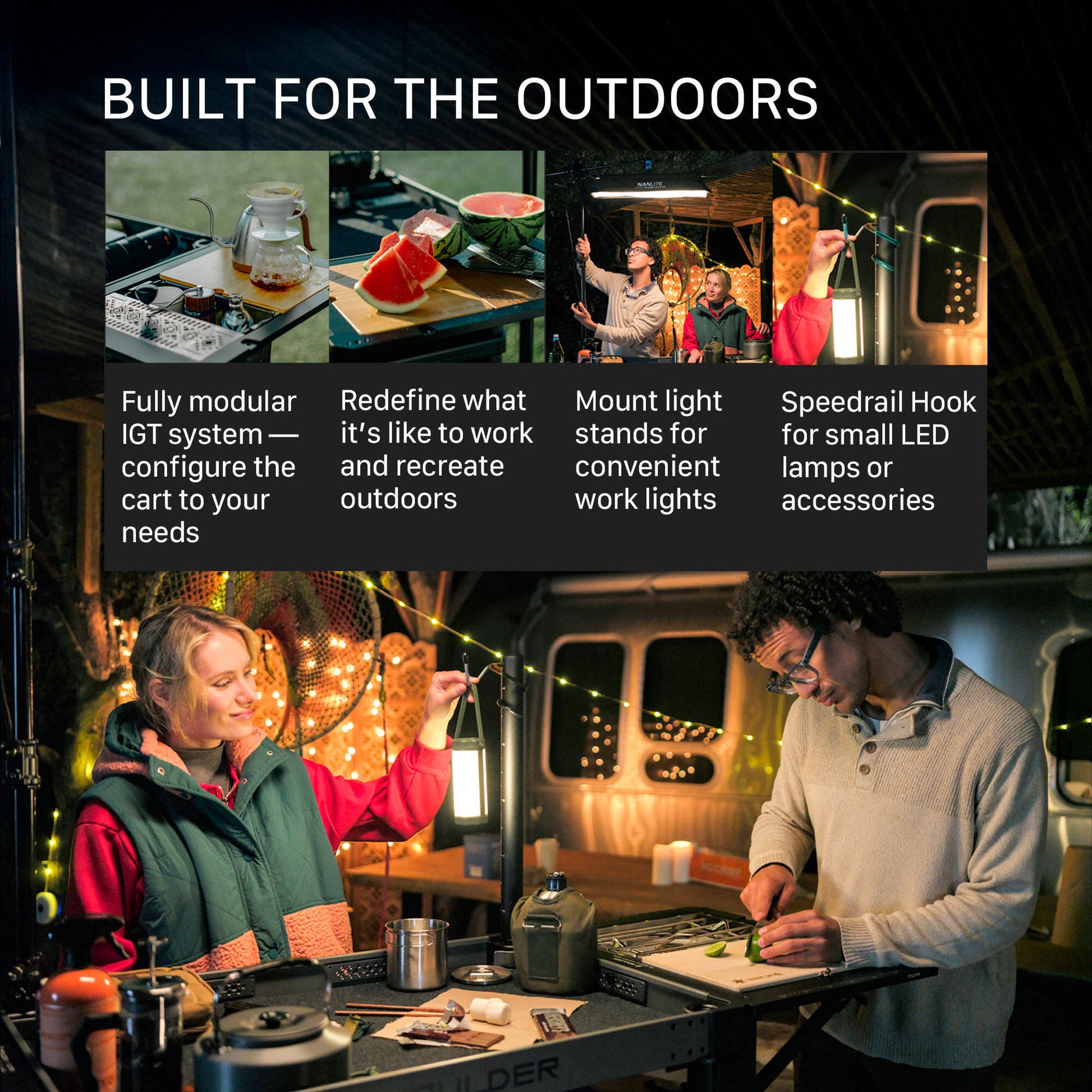 Tilta Boulder 36" Camera Cart with tool-free assembly and side table
