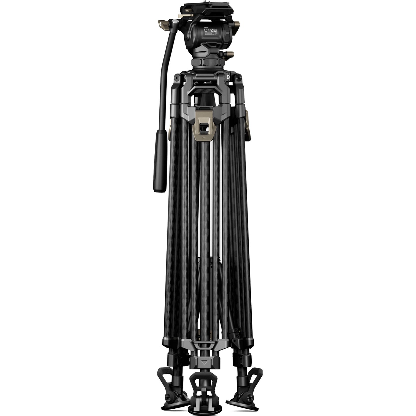 This tripod offers carbon fibre legs, 360° rotation, a cine fluid head for stability and aluminium alloy construction, ideal for professionals.