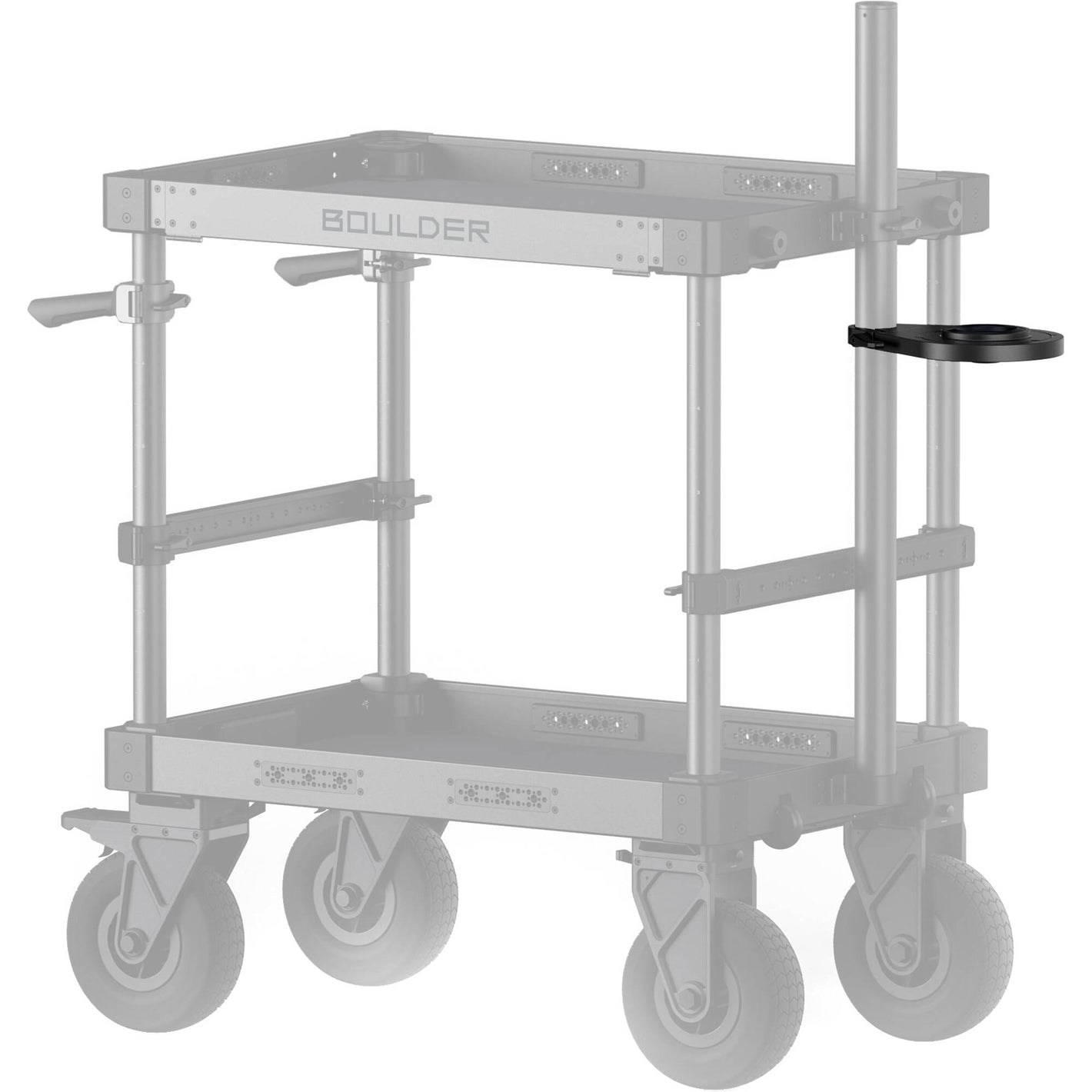 Fluid Head Ball Mount for Tilta Boulder Camera Cart, tool-free, adjustable, universal tripod compatibility.
