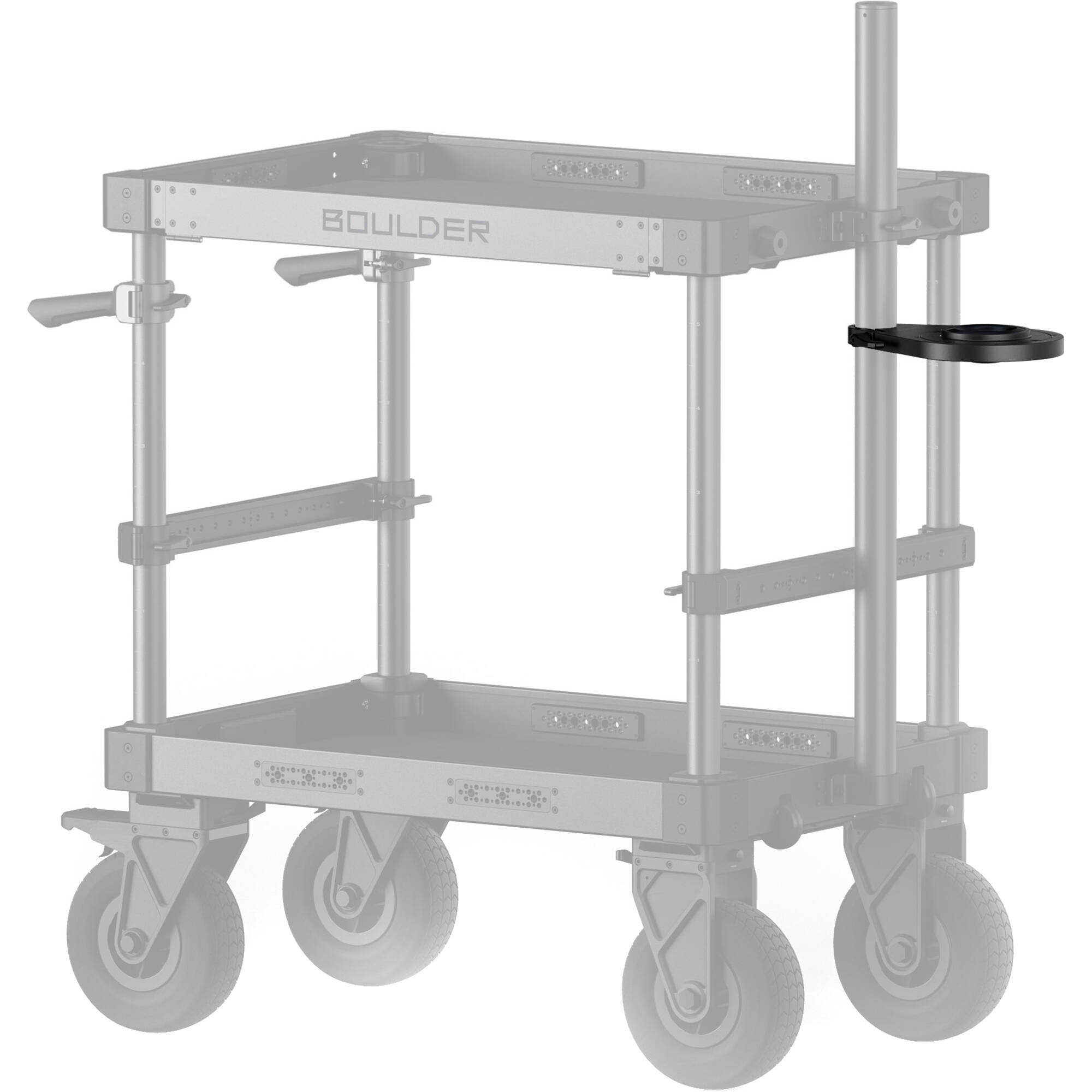 Fluid Head Ball Mount for Tilta Boulder Camera Cart, tool-free, adjustable, universal tripod compatibility.
