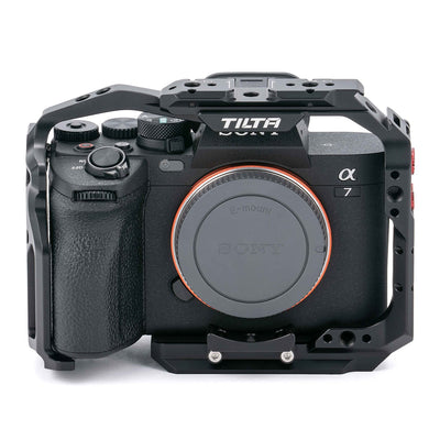 Add accessories to and protect your Sony a7 IV mirrorless camera with a formfitting full camera cage, perfect to use during production.