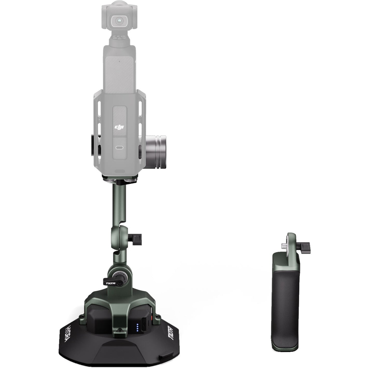 Tilta Hydra Alien Mini Ultimate Kit in Green — a modular camera cage system featuring adjustable handle, alloy frame, accessory mounting points, and 15 mm rod support for mirrorless cameras.