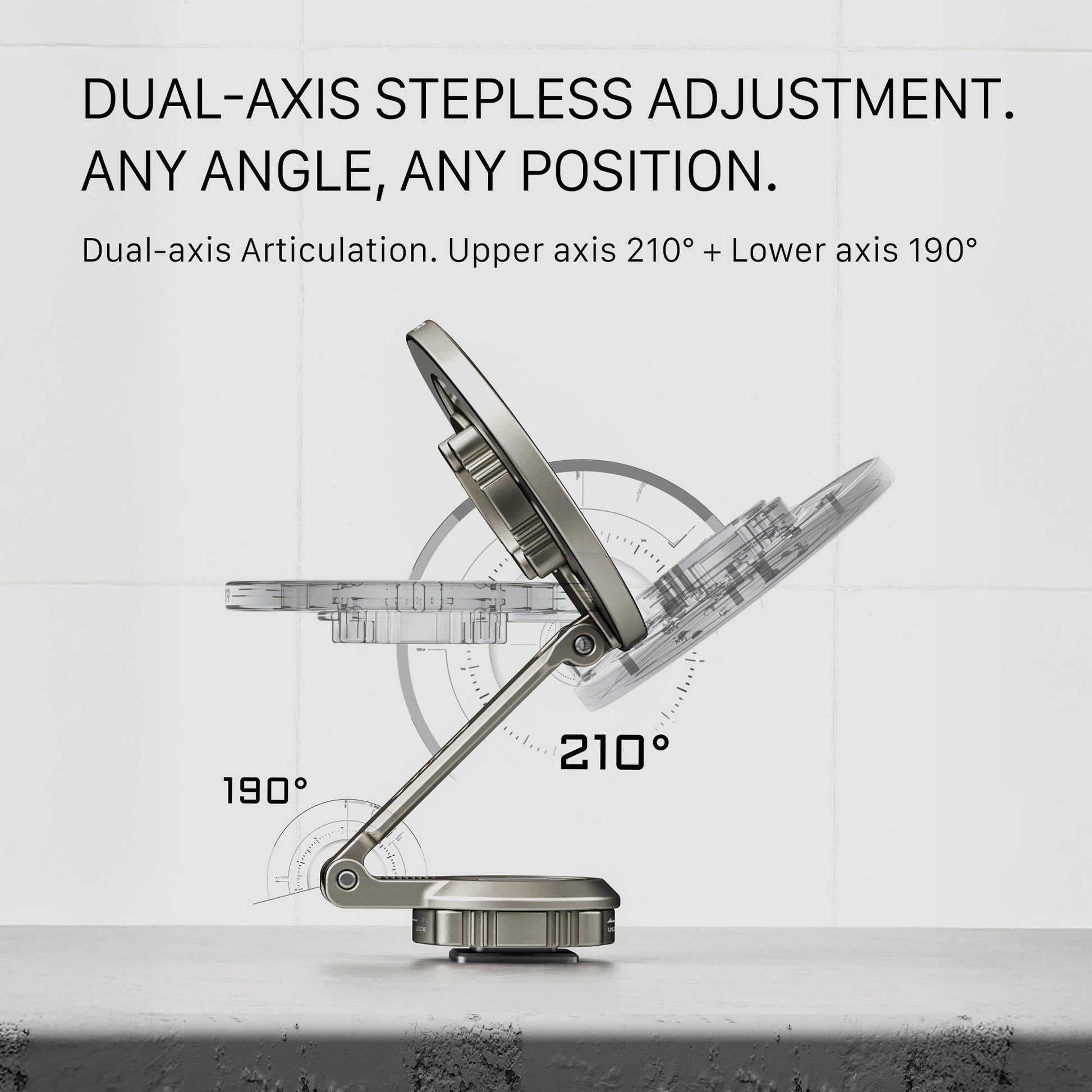 Tilta Magnetic Articulating Mounting Kit with MagSafe, dual-axis arm, Cold Shoe and 1/4"-20 mounts.