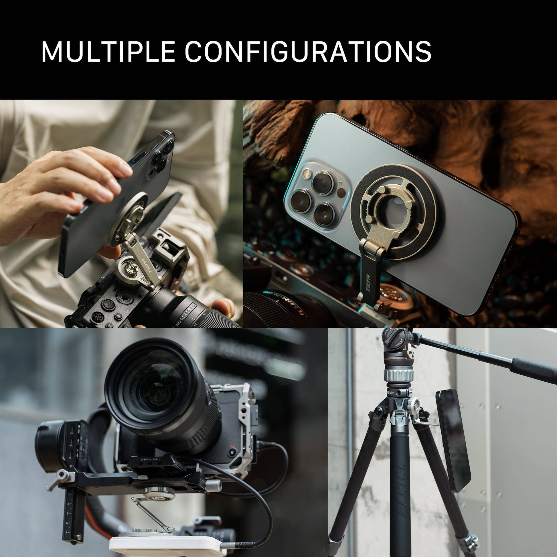 Tilta Magnetic Articulating Mounting Kit with MagSafe, dual-axis arm, Cold Shoe and 1/4"-20 mounts.