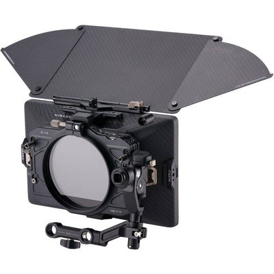 Tilta Mirage Pro Matte Box with quick release hood attached to cinema lens.