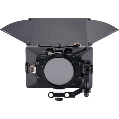 Tilta Mirage Pro Matte Box with quick release hood attached to cinema lens.