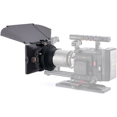 Tilta Mirage Pro Matte Box with quick release hood attached to cinema lens.