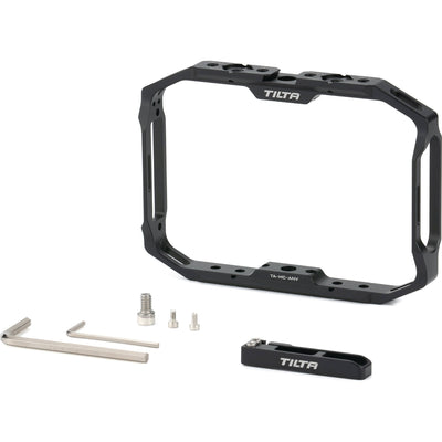 This monitor cage for the Atomos Ninja V provides durable protection and versatile rigging options with multiple 1/4"-20 threads and NATO rails.