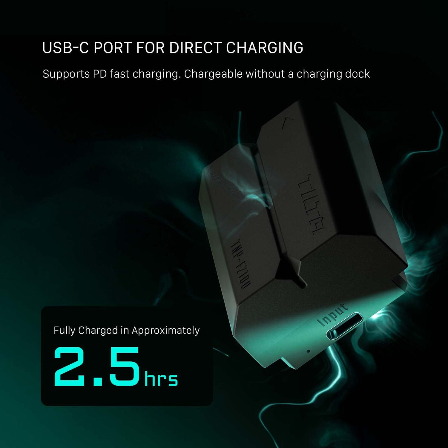 Tilta NP-FZ100 USB-C Battery – rechargeable lithium-ion battery with USB-C input, compatible with Sony cameras using the NP-FZ100 format, ideal for flexible charging on the go.