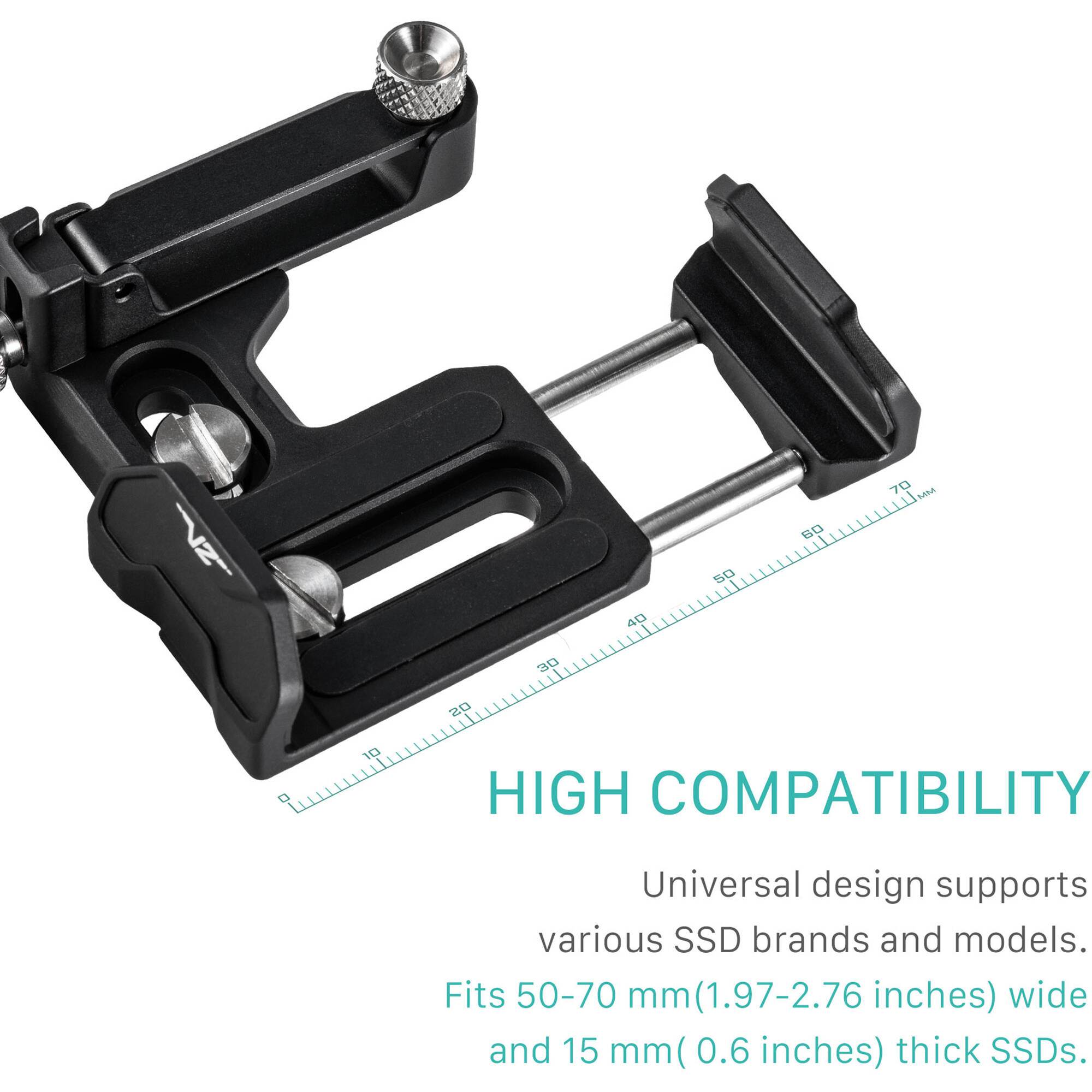Universal SSD Drive Holder V2 for Tilta camera cages with cable clamp