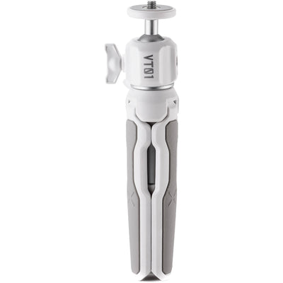 Tilta VT01 Extendable Vlog Tripod in White featuring adjustable legs, ball head, and cold shoe mount for smartphones and compact cameras.
