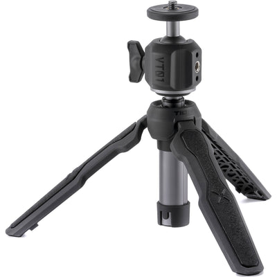 Tilta VT01 Extendable Vlog Tripod in Grey with adjustable legs, ball head, and cold shoe mount, ideal for smartphones and compact cameras.