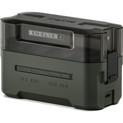 Tilta Portable Charging Station for EN-EL15C batteries with dual charging slots and LED indicators.