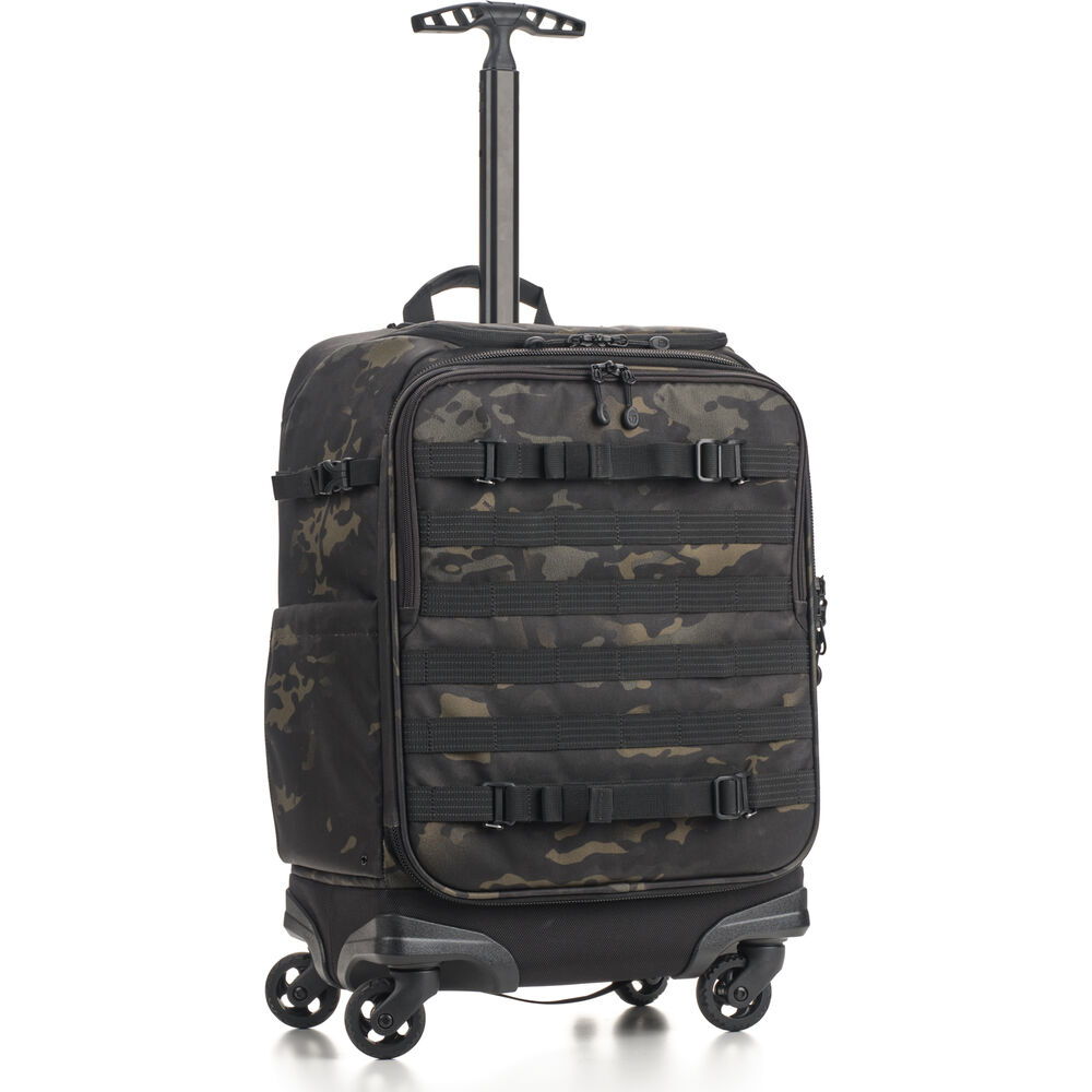Tenba Axis v2 28L Spinner Backpack in MultiCam Black with pull handle extended