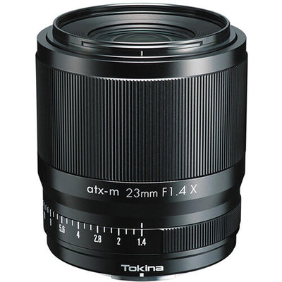 Tokina atx-m 23mm f/1.4 wide-angle prime lens for Fujifilm X APS-C mirrorless cameras.