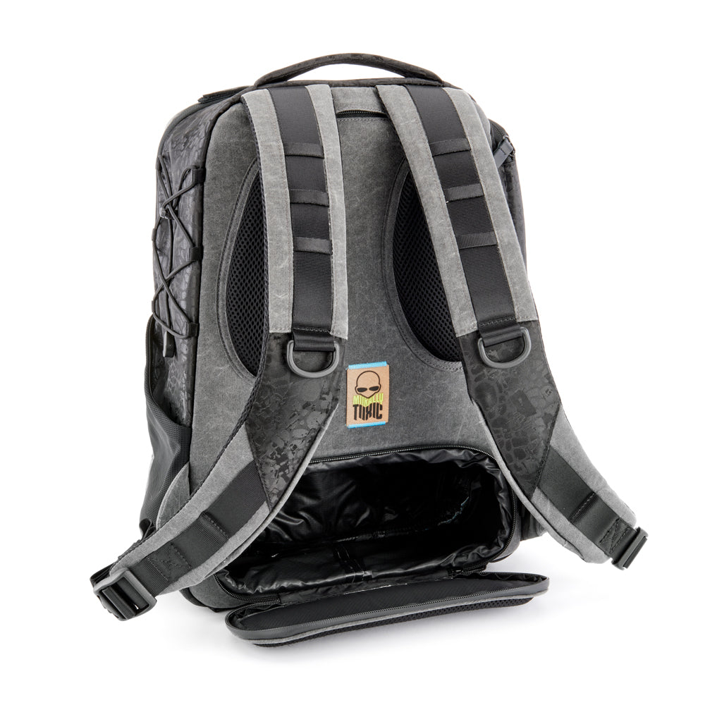 Valkyrie camera backpack with adjustable dividers, tripod holder, water-resistant fabric, and padded interior for photography gear
