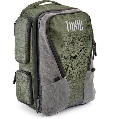 Valkyrie camera backpack with adjustable dividers, tripod holder, water-resistant fabric, and padded interior for photography gear
